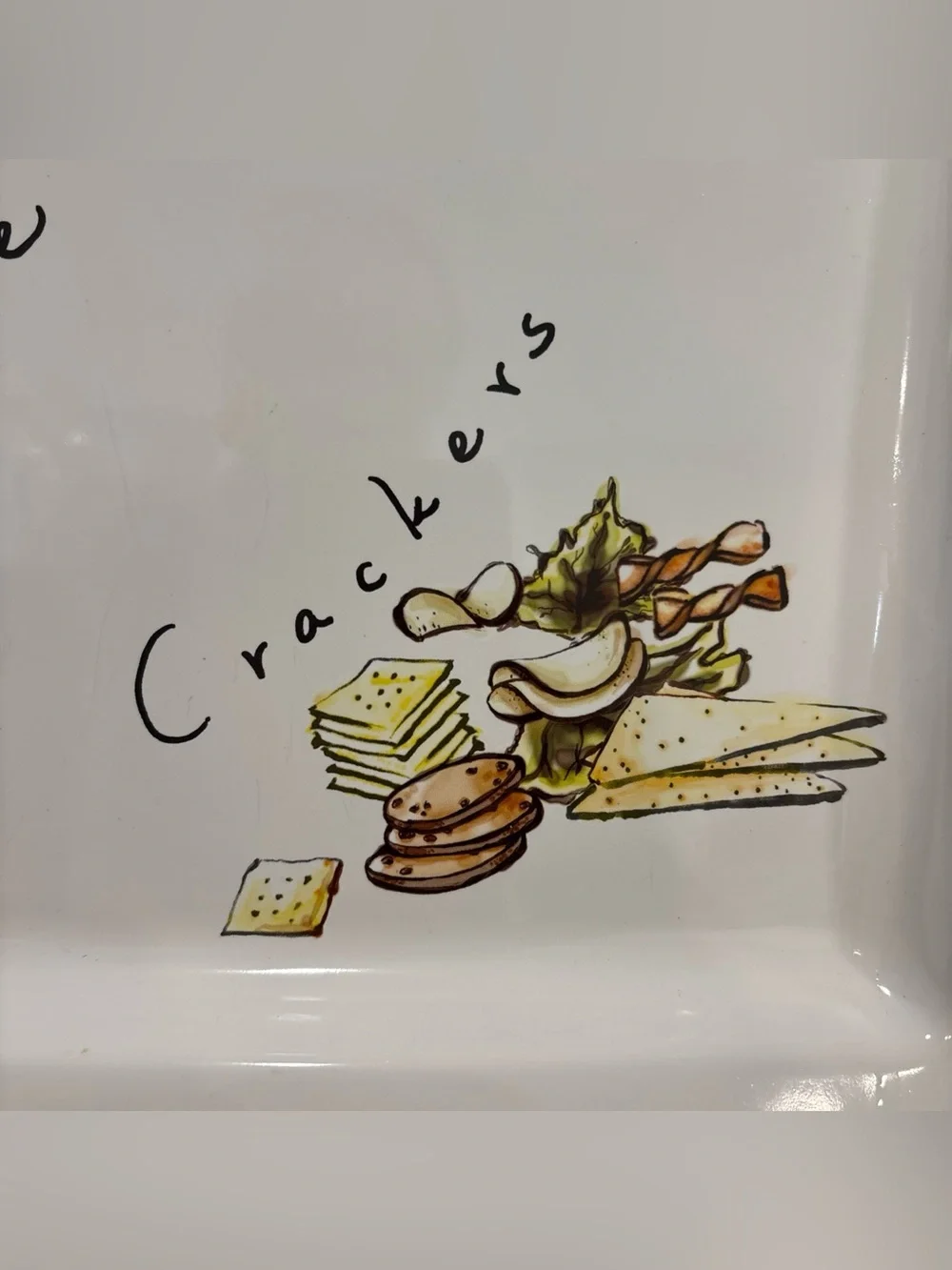 Pottery Barn White Ceramic Cheese & Crackers Platter charcuterie plate dinner